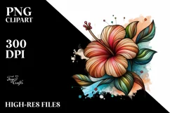 Abstract Wooden Stained Hibiscus | Sublimation | Clipart Product Image 1