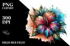 Abstract Wooden Stained Hibiscus | Sublimation | Clipart Product Image 1