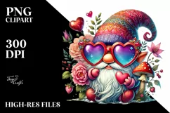 Detailed Gnome with Heart Sunglasses PNG Product Image 2