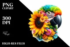 parrot made of flowers PNG Product Image 1