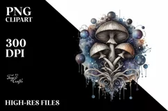 Detailed Mystical Celestial Mushroom PNG Product Image 3