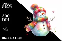 Colorful Snowman with Scarf, Winter PNG Product Image 2