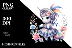 Baby Unicorn in Folk Dancer&#039;s Costume, Colorful PNG Product Image 1
