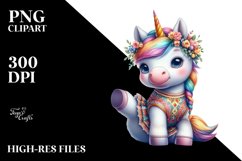 Baby Unicorn in Folk Dancer&#039;s Costume, Colorful PNG Product Image 1