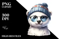 Cool Polar Bear with Hat and Sunglasses PNG Product Image 2