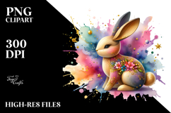 Colorful Bunny with Golden Insertions PNG Product Image 2