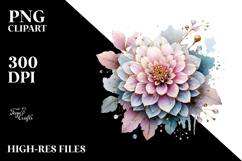 Dahlia with Watercolor Splash PNG Product Image 2