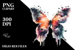 Grunge Butterfly Painting PNG Product Image 2