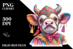 Baby Cow in Volta Dancer&#039;s Outfit, Colorful PNG Product Image 3