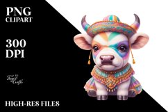Baby Cow in Volta Dancer&#039;s Outfit, Colorful PNG Product Image 1