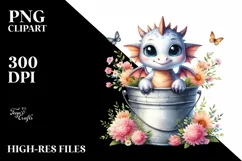 Cute Baby Dragon Watercolor PNG Product Image 3