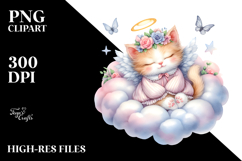 Whimsical Baby Kitten Sleeping on a Cloud PNG Product Image 2