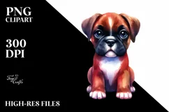 Watercolor Cute Vibrant Boxer | Sublimation | Clipart Product Image 1