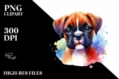 Watercolor Cute Vibrant Boxer | Sublimation | Clipart Product Image 1