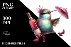 Funny Hummingbird Sitting Holding Wine Diva Look Product Image 3