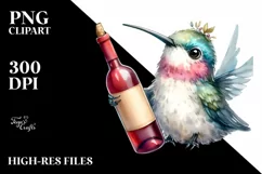 Funny Hummingbird Sitting Holding Wine Diva Look Product Image 3