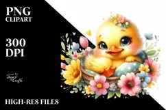 Colorful Baby Duck in Cradle | Sublimation, Clipart Product Image 3