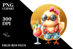 Funky Chicken in Beachwear PNG Product Image 2