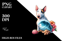 Bull Terrier in Surf and Shell | Sublimation, Clipart Product Image 2