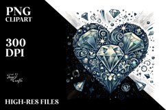 Hand Drawn Broken Diamond-like Heart, PNG Product Image 2
