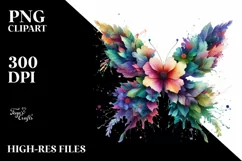 Vibrant Abstract Flower Butterfly PNG Product Image 3