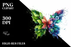 Vibrant Abstract Flower Butterfly PNG Product Image 3