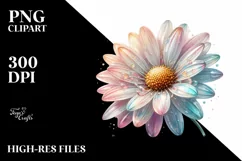 Pastel Glossy Daisy Watercolor Splash PNG Product Image 1