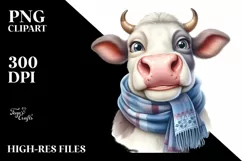 Cow Cow Portrait Wearing Scarf Product Image 3