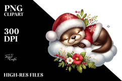 Cute Baby Otter Sleeping on a Cloud PNG Product Image 2