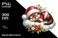 Cute Baby Otter Sleeping on a Cloud PNG Product Image 2