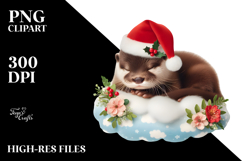 Cute Baby Otter Sleeping on a Cloud PNG Product Image 2