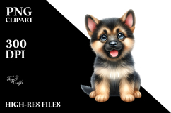 Watercolor Baby Cartoon German Shepherd PNG Product Image 2
