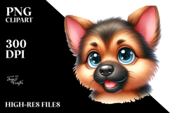 Watercolor Baby Cartoon German Shepherd PNG Product Image 2
