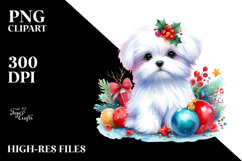 Vibrant Maltese with Christmas Decorations, PNG Product Image 2