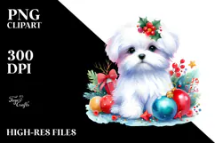 Vibrant Maltese with Christmas Decorations, PNG Product Image 2