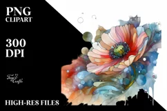 Poppy Watercolor Splash PNG Product Image 2