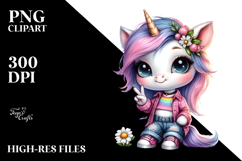 Cute Unicorn Posing, Vibrant PNG Product Image 2