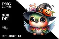 Cute Baby Hummingbird Dressed for Halloween, Transparent PNG Product Image 2