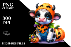 Cute Baby Cow Halloween Drawing | Sublimation | Clipart Product Image 2