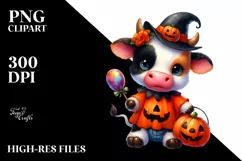 Cute Baby Cow Dressed for Halloween | Clipart Product Image 1