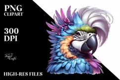 Funny Cute Parrot Portrait | Sublimation Clipart Product Image 1