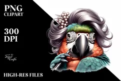 Funny Cute Parrot Portrait | Sublimation Clipart Product Image 1