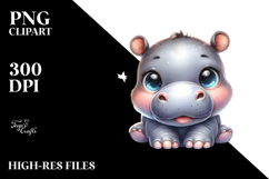 Cute Baby Hippo with Cool Haircut, Transparent PNG Product Image 2