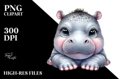 Energetic Baby Hippo, Adorable PNG Product Image 2