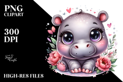 Cute Baby Hippo with Cool Haircut, Transparent PNG Product Image 2