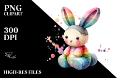 Colorful Pastel Bunny on Splashy Background PNG Product Image 2