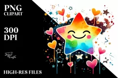 Colorful Smiling Star with Hearts PNG Product Image 2