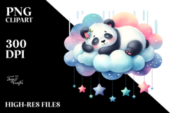 Pastel Wimsical Panda Sleeping on a Cloud PNG Product Image 2