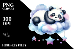 Pastel Wimsical Panda Sleeping on a Cloud PNG Product Image 2
