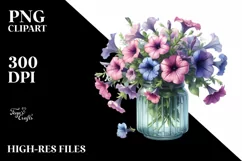 Jar Large Petunia Watercolor | Sublimation | Clipart Product Image 3